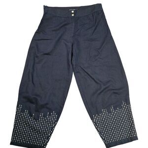 Gudrun Sjoden Cotton Trousers Pants Sz L Barrel Leg Pants Lace sides embroidered